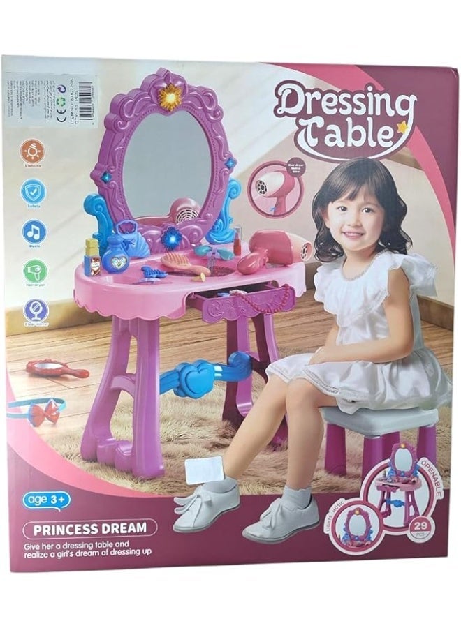 GTG TOYS Girls' musical dressing table with lights and mirror, pink - Image 2